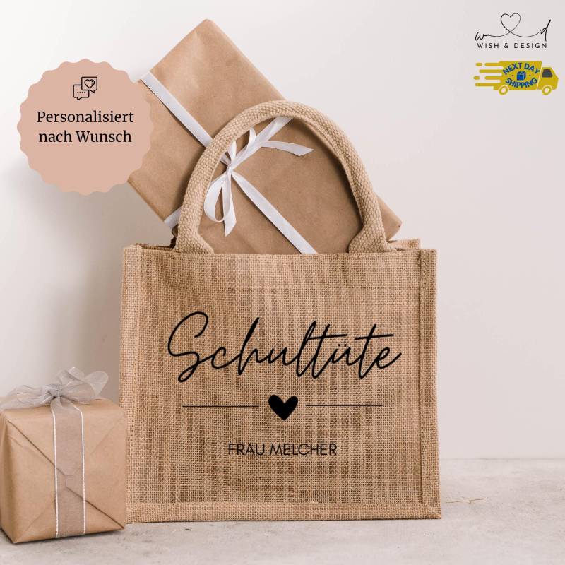 Schultüte Canvas Tasche - Personalisierte Weihnachtsgeschenkidee Für Lehrer & Lehrerinnen, Abschied Geschenk Schulanfang, Weihnachtsgeschenk von wishanddesignByDilek