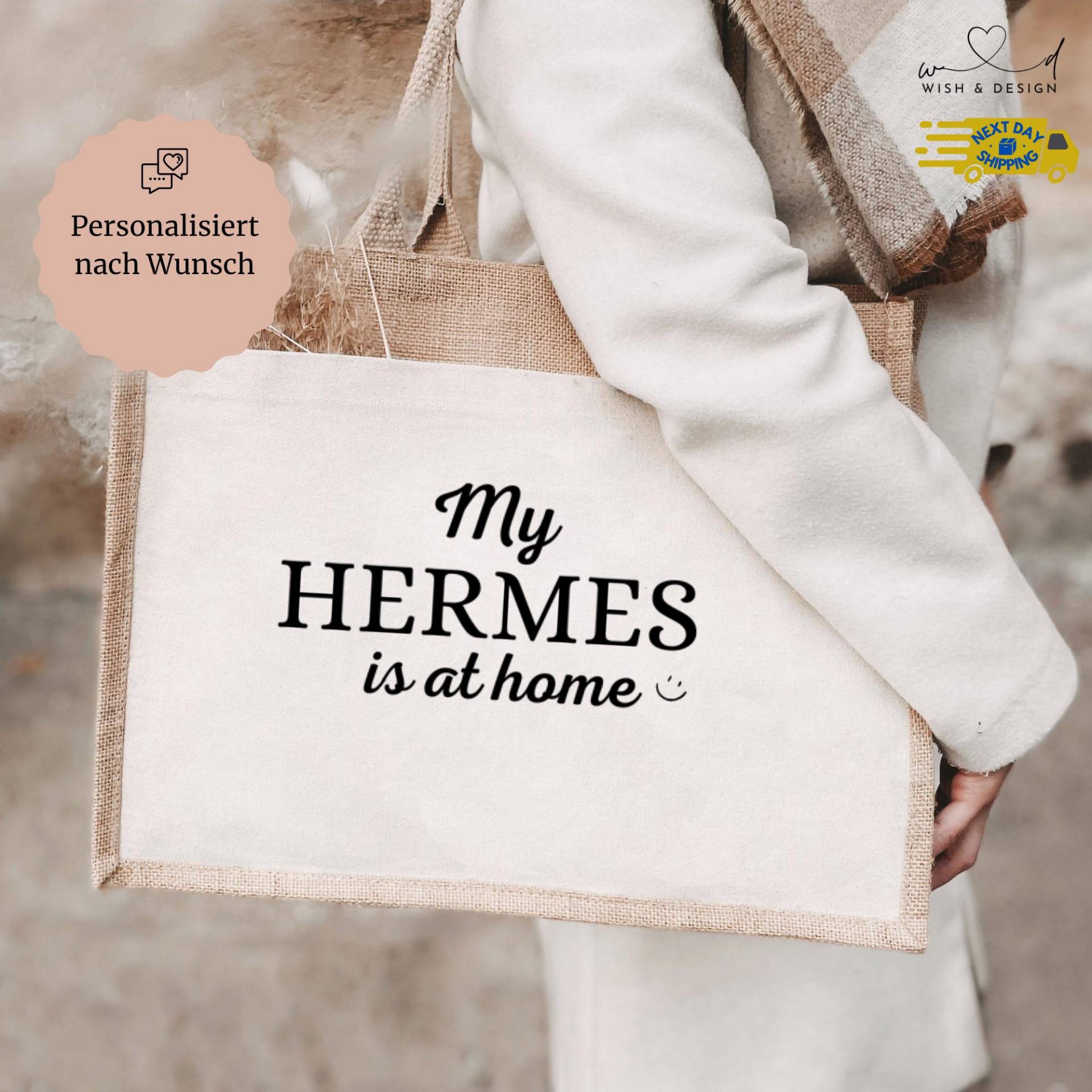 stoffbeutel "My Hermes Is At Home" - Personalisiert & Nachhaltig von wishanddesignByDilek