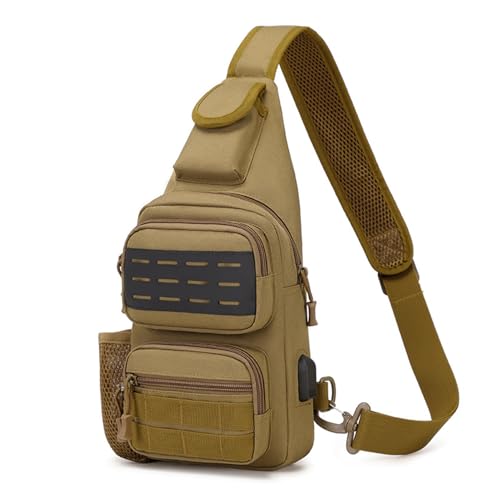 wisoolkic Bequeme Handtasche mit leistungsstarker Ladefunktion, Kratzfeste Sport Umhängetasche, ABS Sport Umhängetasche, Messenger Bag, Khaki von wisoolkic