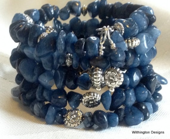 Blauer Achat Wrap Armband Blauer Achat Wrap Armband von withingtondesigns