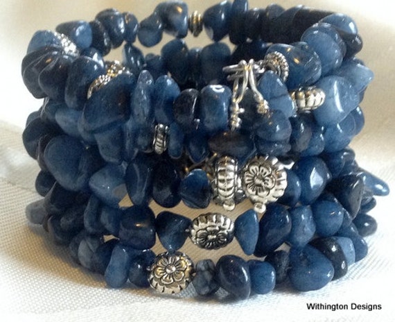 Blauer Achat Wrap Armband Blauer Achat Wrap Armband von withingtondesigns