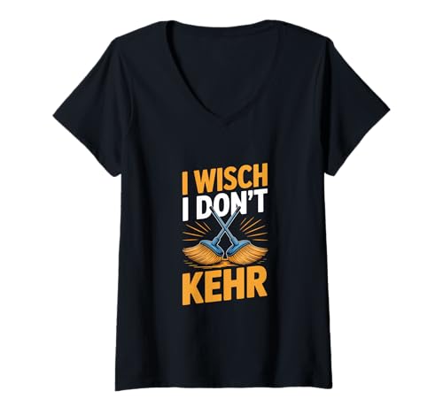 Damen Wisch I Dont Kehr lustiges Wortspiel T-Shirt mit V-Ausschnitt Damen Wisch I Dont Kehr lustiges Wortspiel T-Shirt mit V-Ausschnitt von witzig wortspiel humor spruch