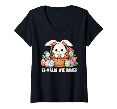 Damen Ostereier Kaninchen Hasenmotiven Häschen Hase Eier Osterhase T-Shirt mit V-Ausschnitt Damen Ostereier Kaninchen Hasenmotiven Häschen Hase Eier Osterhase T-Shirt mit V-Ausschnitt von witzige Ostergeschenke für Mädchen Jungen Ostern