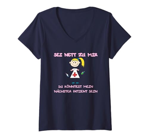 Damen Lustige Krankenschwester Arzt MFA Arzthelfer T-Shirt mit V-Ausschnitt Damen Lustige Krankenschwester Arzt MFA Arzthelfer T-Shirt mit V-Ausschnitt von witziges Medizin Design für Pflegerinnen