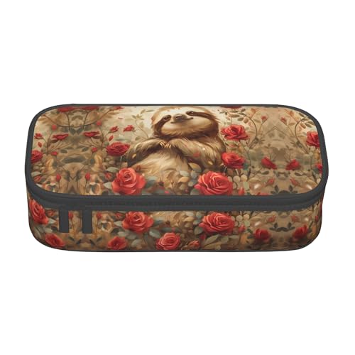 wiuurs Faultier-Federmäppchen, großes Fassungsvermögen, Schreibwaren, Federmäppchen, ästhetisch, mit Reißverschluss, für Büro, Uni, Erwachsene von wiuurs