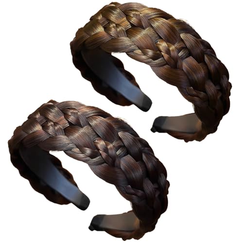 Damen Zopf-Stirnbänder (2er-Set), leicht, bequem, sechssträngiges Design, ideal für Hochzeiten und Partys von wkao