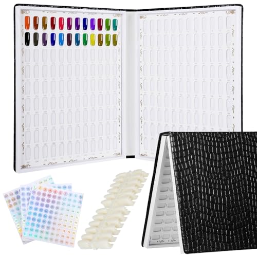 Displaying Nail Colors Book, PU Leather Waterproof Nail Gel Polish Organizer With Numbered 1-300 Stickers, 240 False Nail Tips For Nail Salons, DIY Design von wkao