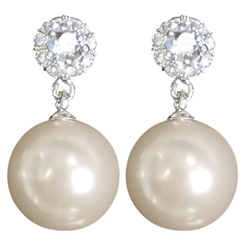 Ohrstecker mit Kunstperlen und Zirkon, französisches inspiriertes funkelndes Design mit Silbernadel, ideal für Hochzeiten und besondere Anlässe von wkao