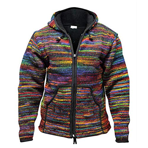 wkd-thvb Herren Strickjacke Jacke Gestreifte Pullover Mantel Herbst Hoodies Reißverschluss Strickmantel Rainbow XL von wkd-thvb