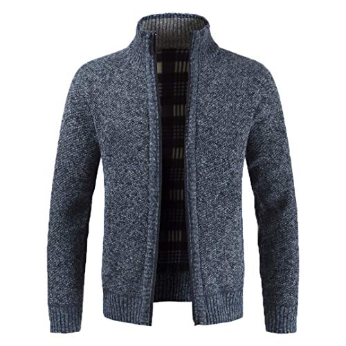 wkd-thvb Herrenpullover Herbst Winter Cardigan Warmer Strickpullover Freizeitstrickwaren Blue M von wkd-thvb