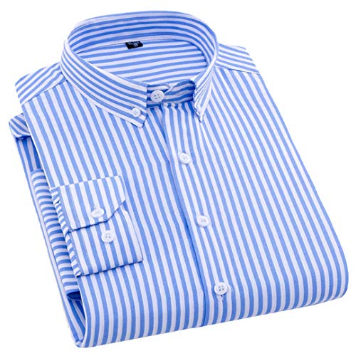 wkd-thvb Männer Blaue und weiße gestreifte Hemd Business Casual Spring Langarm Slim Fit Hemd 3LLK-LDBL-81-09 Asian M Label 39 von wkd-thvb