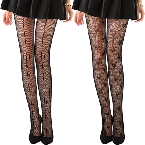 2 Paar Strumpfhosen Damen Muster Netzstrumpfhose Schwarz Strumpfhose Netzstrumpfhose Glitzer Fishnet Stockings Strumpfhose Muster Goth Clothes Fishnet Tights Fairycore Clothes Stumpfhose Spinnennetz von wlertcop