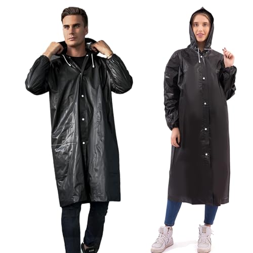 Regenponcho, 2 Stück Regenjacke Herren Damen，Regenponcho Für Erwachsene, Wasserdicht,Regencape Herren Mit Kaputze，Tragbarer Regenmantel, Herren Damen Wiederverwendbar Für Radfahren, Camping, Reisen von wlertcop