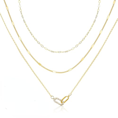 3 Stk Kette Gold Damen Vergoldet Kette mit Anhänger Stacked Choker Halsketten Zierliche Kette Halskette Set Y Halskette Halskette mit Anhänger Gold Geschichtete Halskette Kette für Frauen Mädchen von wlertcop