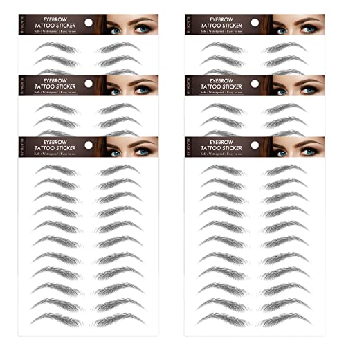 6 Blatt 4D Augenbrauen Tattoo Augenbrauen Sticker Augenbrauenaufkleber Augenbrauentattoo 4d Augenbrauentattoo Aufkleber Waterproof Augenbrauensticker Authentic Tattoo Brow für Frauen und Mädchen von wlertcop