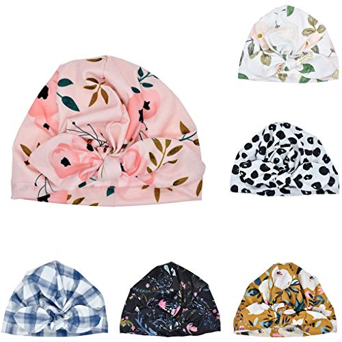 6 Stück Turban Baby Mädchen Baby Turban Hüte Baumwoll Turban Stirnband Baby Neugeborenen Turban Baby Blumen Turban Hut Baby Mädchen Turban Mütze Newborn Beanie Hut Baby Stirnband Mädchen 0-6 monate von wlertcop