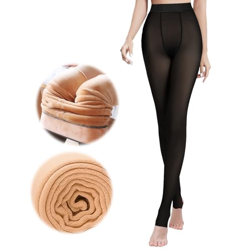 Damen Thermostrumpfhose Strumpfhosen Damen Winter Thermostrumpfhosen Winter Thermo Strumpfhose Damen Pantyhose Wärmende Gefütterte Strumpfhose Gefälschte Durchscheinend Plüschstrümpfe Pantyhose, 240g von wlertcop