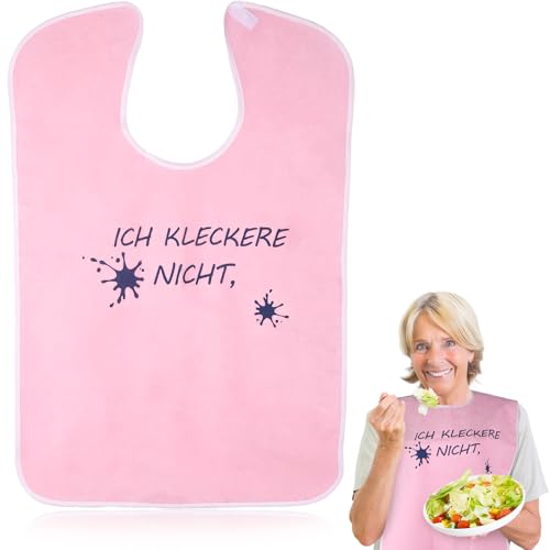 Lätzchen Erwachsene Wiederverwendbare Ältere Lätzchen Kleiderschutz für Erwachsene Lätzchen für Erwachsene Lustig Latz für Erwachsene Wasserdicht Leicht zu Reinigen für Damen Herren Senioren (Rosa) von wlertcop