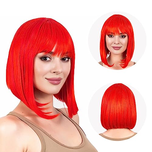 Rote Bob Perücke Damen Kurze Bob Perücke Perücke Rot Bob Velma Perücke Perücke Damen Rote Perücke Mit Pony Bob Perücke Bob Perücke Rot Damen Perücke Bob Rot Perücke Kurze Rote Perücke Cosplay von wlertcop