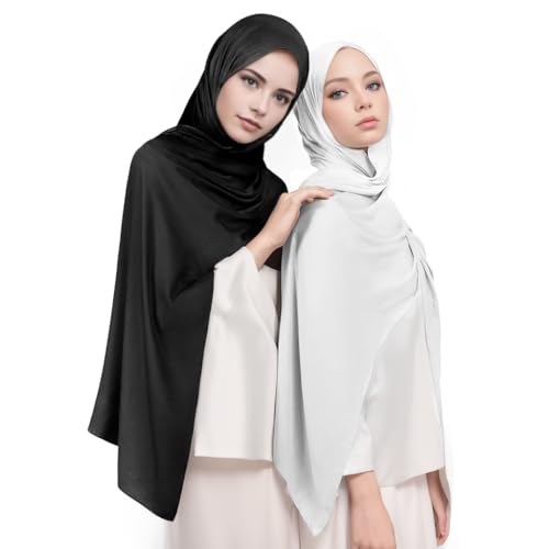 wlertcop 2pcs Hijab Kopftuch Damen Hijab muslimisch weicher chiffon hijab Christliches Kopftuch highquality schal Moderne islamische Chiffon Kopftücher für Sommerschal Damen Tuch Schal Kopftuch von wlertcop