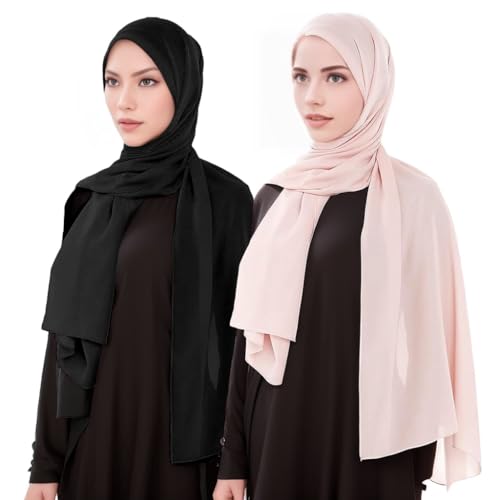 wlertcop 2pcs Hijab Kopftuch Damen Hijab muslimisch weicher chiffon hijab Christliches Kopftuch highquality schal Moderne islamische Chiffon Kopftücher für Sommerschal Damen Tuch Schal Kopftuch von wlertcop