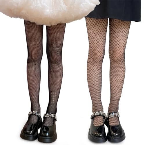 wlertcop 2 Paar netzstrumpfhose schwarz, Netzstrümpfe für Mädchen, Kinderstrumpfhosen Tanzstrumpfhosen für Mädchen Ballett Cosplay Kostüm Tanz Kinder Spitze Schule Strumpfhosen von wlertcop