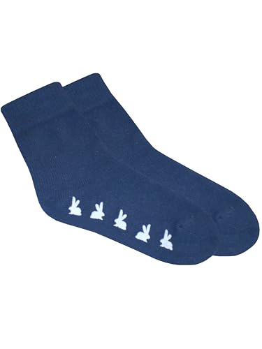 wobera ANGORA Fußwärmer oder Socken mit Anti-Rutsch-Noppen in Häschenform (Gr. S/1 (34-37), Farbe: jeansblau) von wobera ANGORA