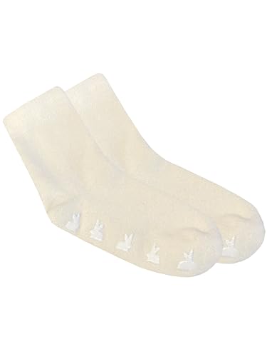 wobera ANGORA Fußwärmer oder Socken mit Anti-Rutsch-Noppen in Häschenform (Gr. S/1 (34-37), Farbe: naturweiß) von wobera ANGORA