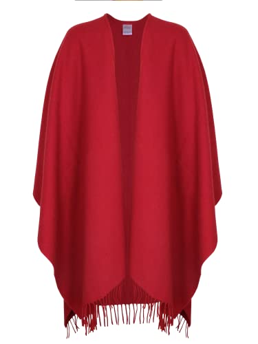 wobera ANGORA Poncho in schönen Farben aus Schurwolle und Angora (Farbe: granatrot) von wobera ANGORA