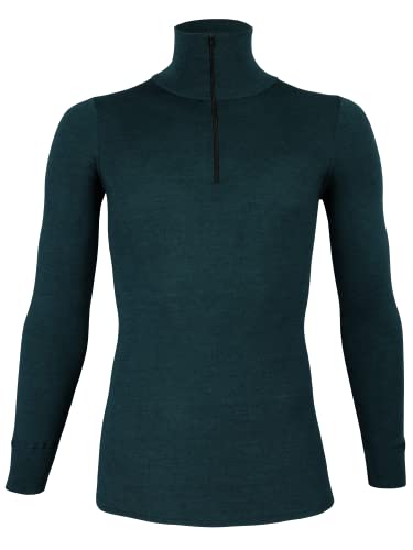 wobera ANGORA Rollkragenpullover mit langem Arm, Stehkragen und Reißverschluss mit 70% Schurwolle kbT und 30% Seide für Damen und Herren (Gr. XL, Farbe: Petrol) von wobera ANGORA