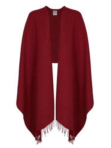 wobera ANGORA Stola oder breiter Schal mit Fransen aus Schurwolle und Angora (Farbe: bordeaux) von wobera ANGORA
