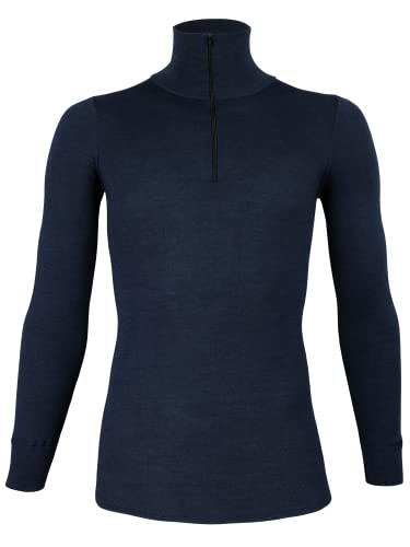 wobera AngoraRollkragenpullover mit Stehkragen und Reißverschluss mit 70% Schurwolle kbT und 30% Seide für Damen und Herren (Gr. L, Farbe: Marine) von wobera ANGORA