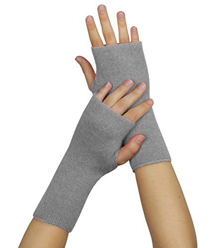 wobera ANGORA Pulswärmer oder Stulpen mit Daumenloch (Gr. 1, Farbe: silbergrau) von wobera ANGORA