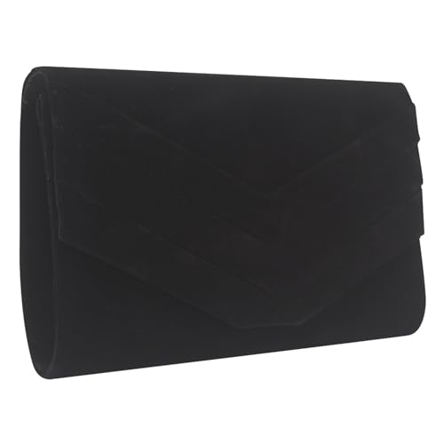 Wocharm Damen-Clutch, V-Form, Wildleder, Abendtasche, Abschlussball, Braut, Schultertasche, Handtaschen, Schwarz von wocharm