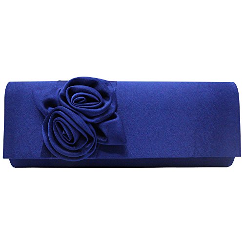 Wocharm Satin-Umschlag, Blumenmuster, Hochzeit, Damen, Party, Abschlussball, Abendtasche, Handtasche, königsblau von wocharm