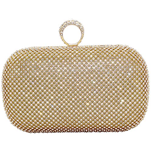 Wocharm Damen-Clutch, Silber, Kristall, Diamant-Effekt, Abendtasche, Hochzeit, Party, Abschlussball, Tasche, gold von wocharm