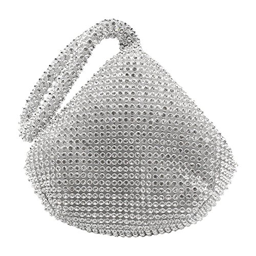 wocharm Mini-Tasche für Brautjungfern, für Damen, Mädchen, Braut, mit Strasssteinen, für Abschlussball, Cocktailpartys, Hochzeiten, Verlobungen, Abendveranstaltungen, silber, Einheitsgröße von wocharm