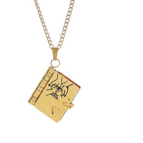 Personalisierte Tochterbuch-Halskette, Liebesgeschichtenbuch-Halskette, meine Tochter von Mama und Papa, mit 6 Seiten eingravierter Informationen, zu öffnender mehrschichtiger Buchschmuck(Gold) von wodjcks
