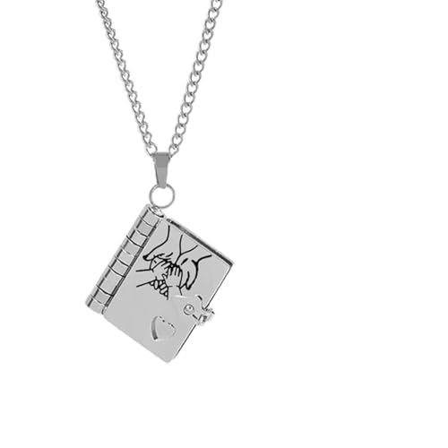 Personalisierte Tochterbuch-Halskette, Liebesgeschichtenbuch-Halskette, meine Tochter von Mama und Papa, mit 6 Seiten eingravierter Informationen, zu öffnender mehrschichtiger Buchschmuck(Silver) von wodjcks