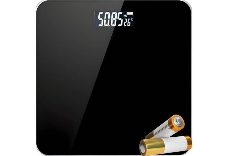 wohnTRAUM24 Personenwaage Digital Körperwaage LCD-Anzeige gehärtetem Glas, Sensoren, bis180Kg, platzsparendes Format mit 26 x 26 cm,kg/lb/st von wohnTRAUM24