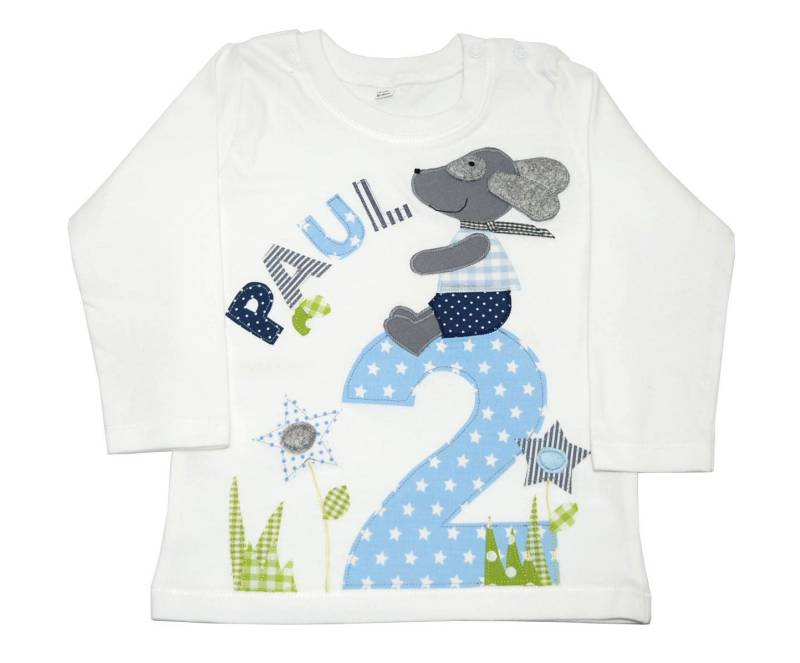 Geburtstagsshirt - Kleiner Hund- Junge 2 Kinder Kindershirt Kindergeburtstag Wohnzwerg Personalisiert Namensshirt Name Zahl von wohnzwerg