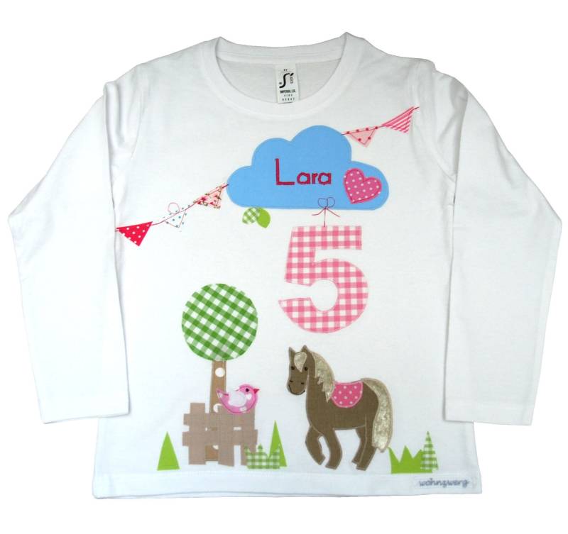 Geburtstagsshirt- Mein Kleines Pferd - Namensshirt Kindergeburtstag Mädchenshirt Zahlenshirt Pony Langarmshirt Kindershirt Geburtstag von wohnzwerg