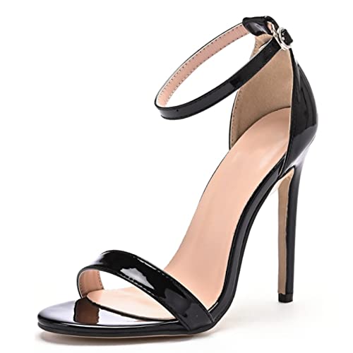 11 cm Stiletto-Absatz Für Frauen Riemchen-Plateau-Sandalen Offene Zehen Sandaletten Knöchelriemen High Heel Schuhe,Schwarz,36 EU von woileRQ