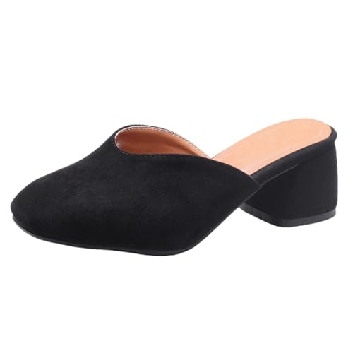 woileRQ Unisex 4,5 cm Große Damen-Hausschuhe, Modische High-Heel-Pumps, Slip-On-Heel-Schuhe Für Frühling Und Herbst,Schwarz,46 EU von woileRQ