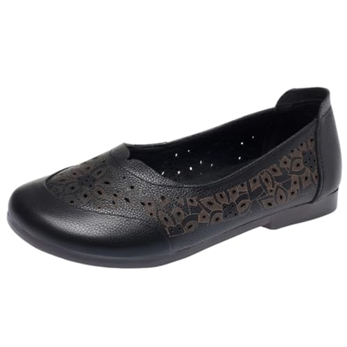 woileRQ Damen-Schuhe, Große Größe, Flacher Absatz, Geschlossener Zehenbereich, Einzelne Schuhe, Atmungsaktiv, Freizeitschuhe, Nachtclub, Party, Flache Absätze, Übergröße, Unisex,Schwarz,35 EU von woileRQ