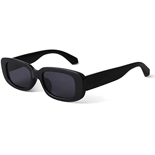 wojonifuiliy Retro Sonnenbrille für Damen und Herren,Vintage Eyewear Sunglasses,UV 400 Sonnenbrille,Quadrat Brillen Vintage Rechteckige Brille (Schwarz) von wojonifuiliy