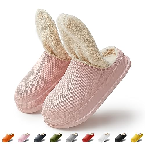 Hausschuhe Herren Damen Wasserdicht Rutschfeste Winterschuhe Warme Plüsch Cozy Slippers Leichte Reinigung Schlappen (Rosa, Erwachsene, 36, Numerisch (von/bis), EU Schuhgrößensystem, 37, M) von wolkensohle