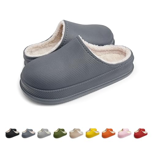 Wolkensohle Schlappen Damen Herren Wasserdicht Rutschfeste Schuhe Winter Wärme Pantoffeln Hausschuhe Damen Plüsch Komfort EVA Sohle von Wolkensohle