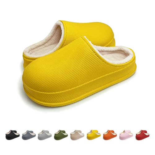 Wolkensohle Schlappen Damen Herren Wasserdicht Rutschfeste Schuhe Winter Wärme Pantoffeln Hausschuhe Damen Plüsch Komfort EVA Sohle von Wolkensohle
