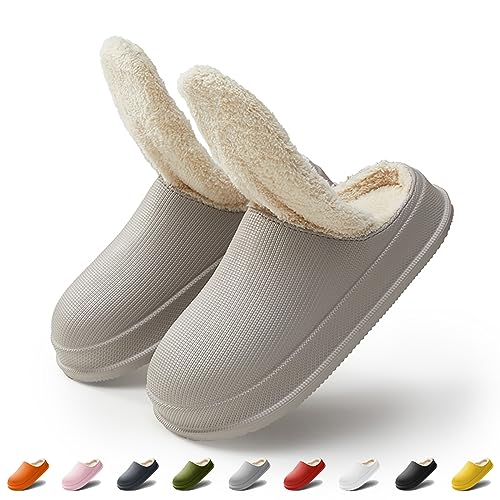 wolkensohle Hausschuhe Herren Damen Wasserdicht Rutschfeste Winterschuhe Warme Plüsch Cozy Slippers Leichte Reinigung Schlappen von wolkensohle